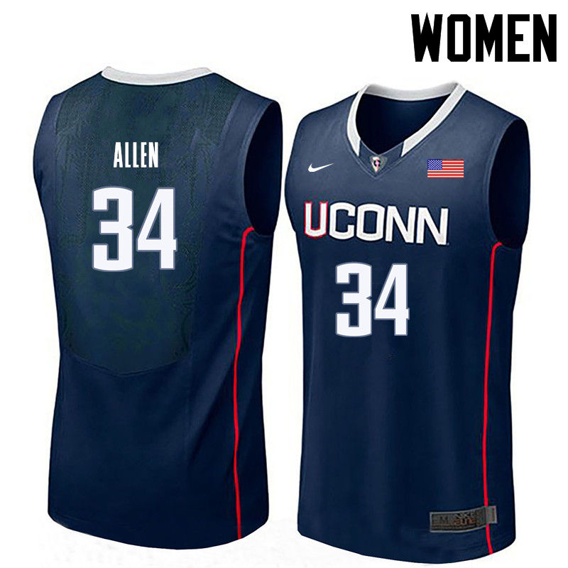 Women Uconn Huskies #34 Ray Allen College Basketball Jerseys-Navy